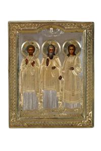 Icona dei Santi Simonas, Gurij e Abibos – Icona russa Mosca, fine XIX secolo